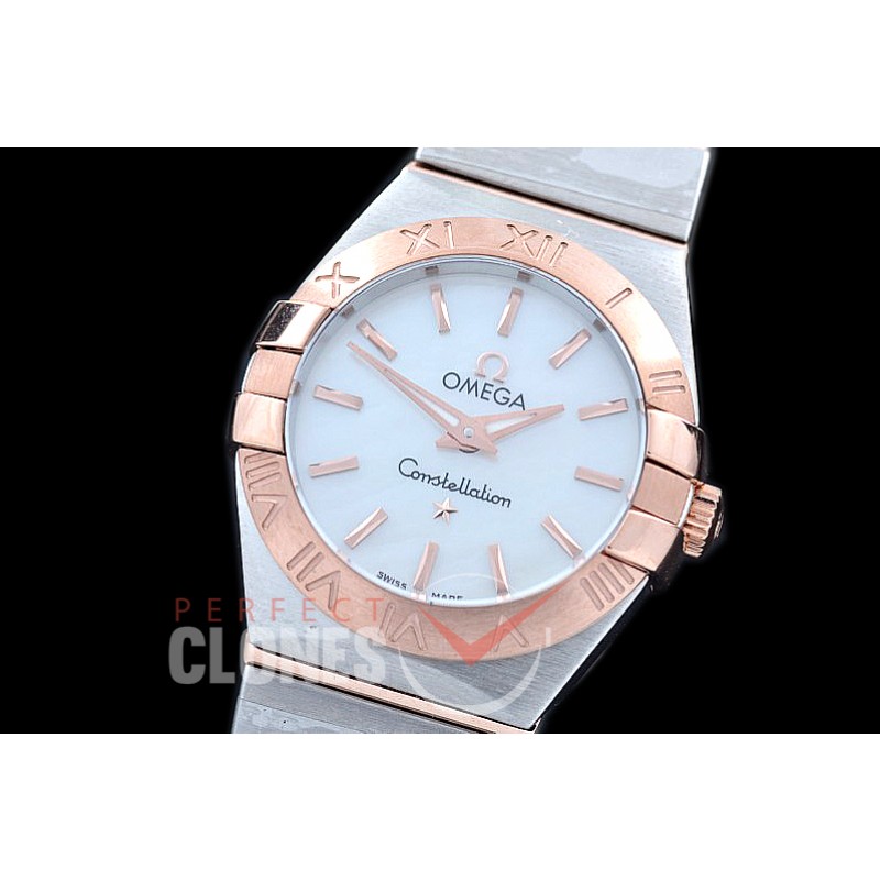 0 OMCON-25-201 Constellation Quartzz 25mm SS/RG White Sticks Swiss Quartz
