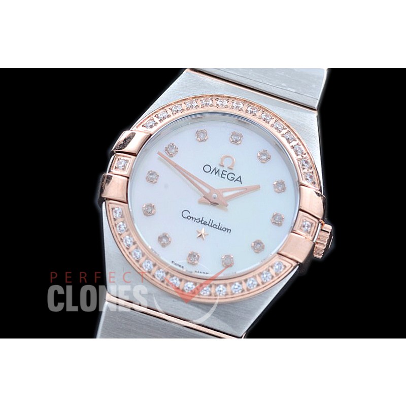 0 OMCON-25-211D Constellation Quartz 25mm SS/RG White Diamonds Swiss Quartz
