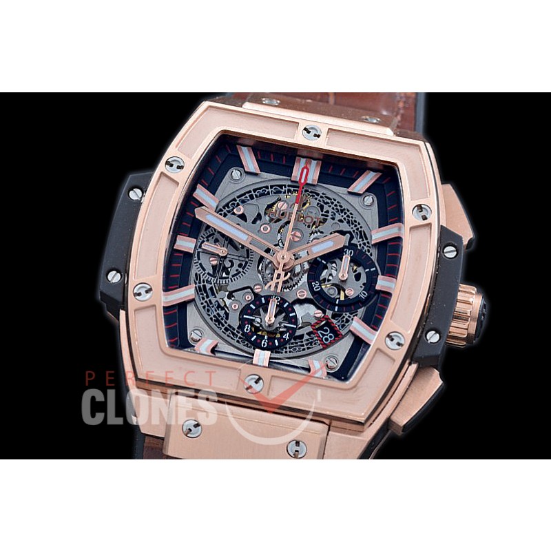 HB-SPT-026 Spirit of Big Bang Chronograph RG/LE Black Skeleton A-7750 