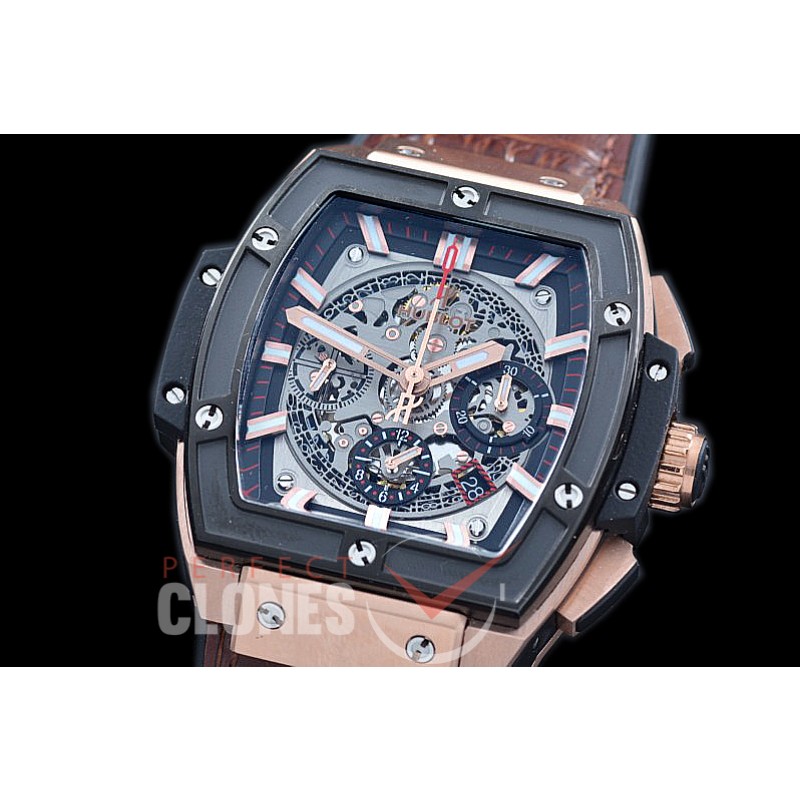 HB-SPT-027 Spirit of Big Bang Chronograph RG/LE Black Skeleton A-7750 