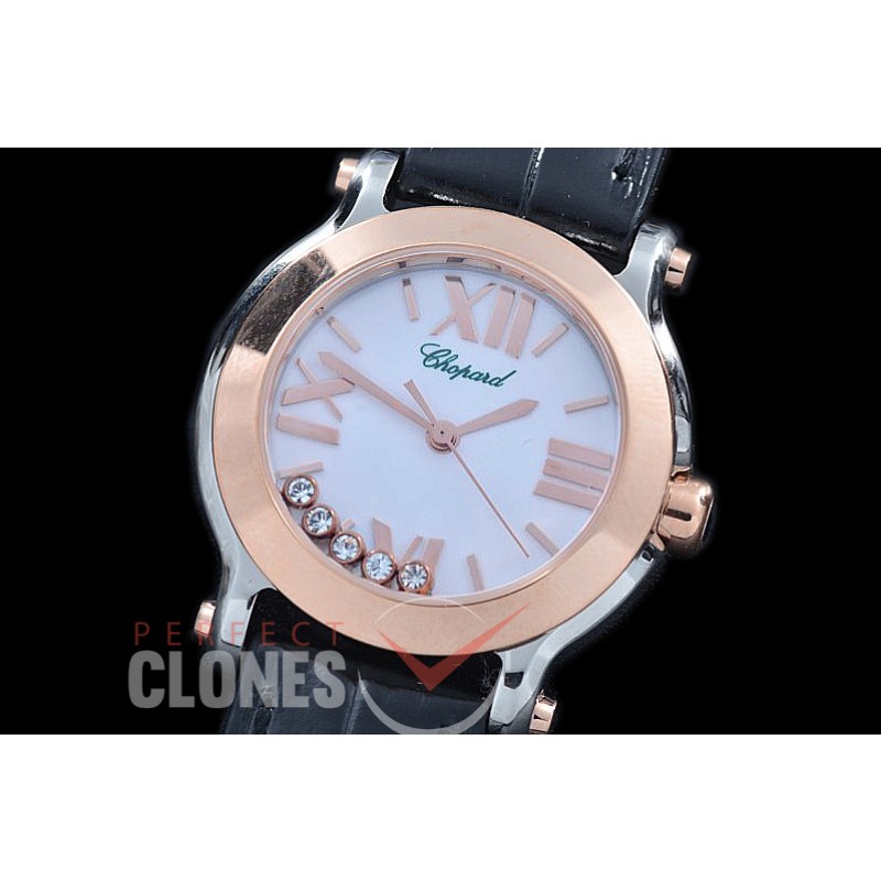 0 0 0 0 CP-HS-081 ZF Happy Sport Mini SS/RG/LE MOP White Sticks/Roman Swiss Quartz
