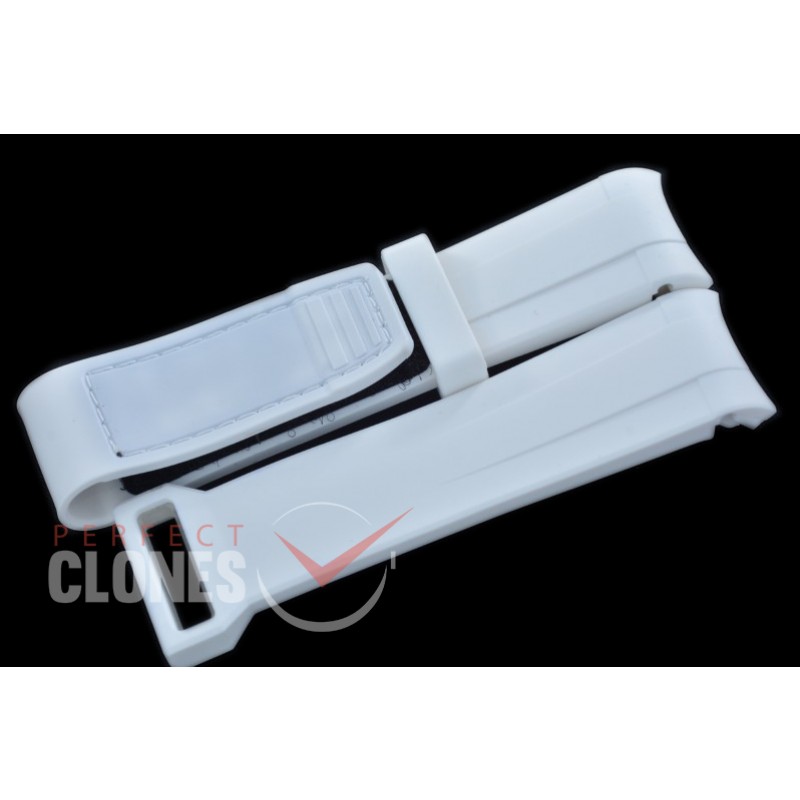 RLRU00251 Rubber B 20/18 Nato Style Velcro Secure White Rubber Strap With Integrated Block 