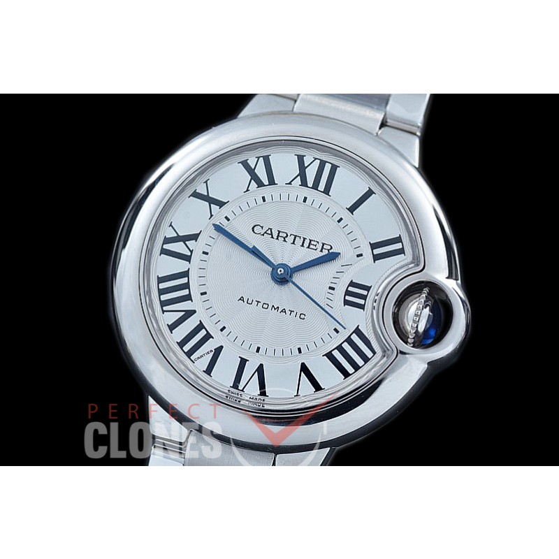 0 0 0 CARBA-36-011S V6F/XF/VXF Ballon de Cartier Midsize 36 SS/SS White Orig Cartier Cal 076 