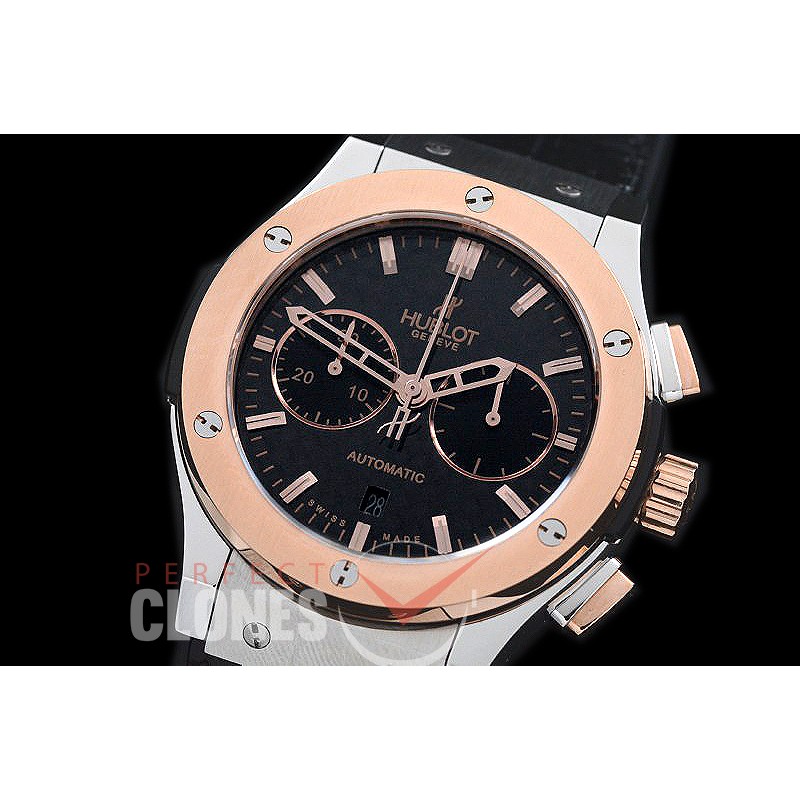 0 HBFSC00242 Classic Fusion Chronograph SS/RG/LE Black C/F A-7750