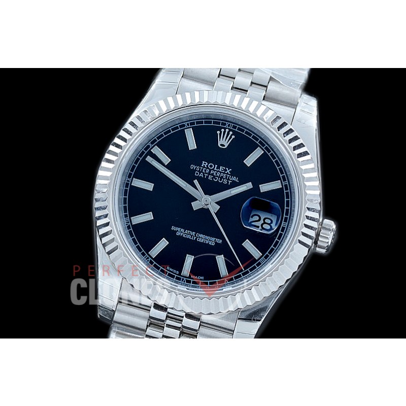 R41DJS-102J NF Datejust II 126334 904L Steel Fluted/Jubilee SS/SS Black Sticks SA 3235
