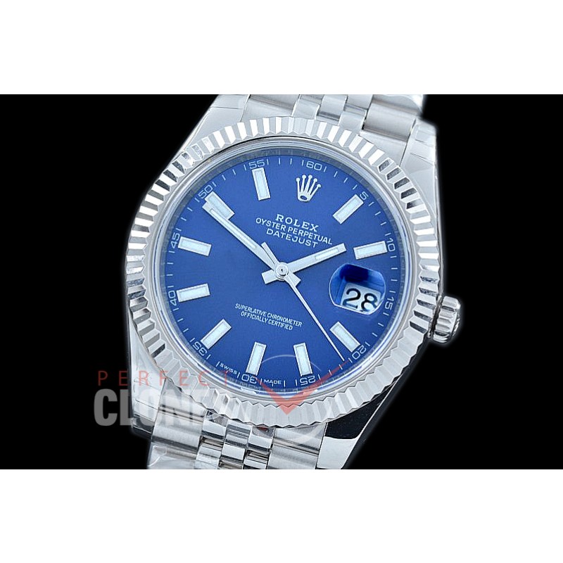 R41DJS-104J NF Datejust II 126334 904L Steel Fluted/Jubilee SS/SS Blue Sticks SA 3235