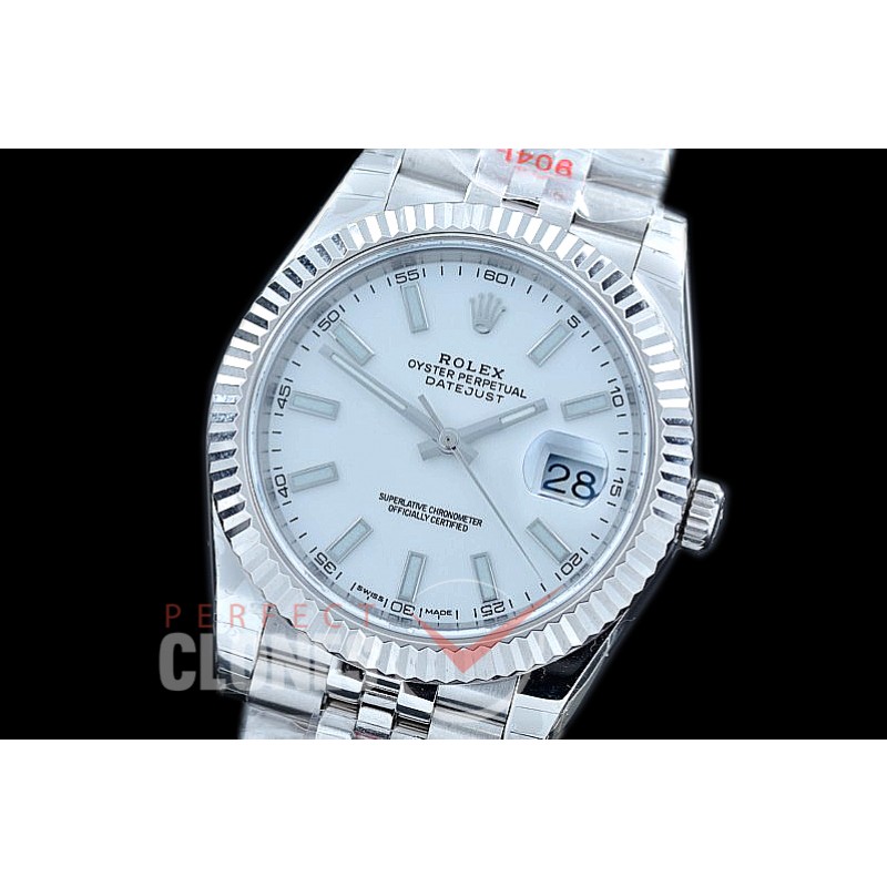 R41DJS-100J NF Datejust II 126334 904L Steel Fluted/Jubilee SS/SS White Sticks SA 3235