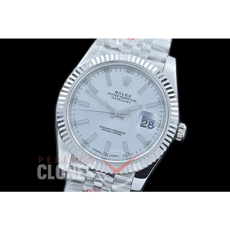 R41DJS-101J NF Datejust II 126334 904L Steel Fluted/Jubilee SS/SS Silver Sticks SA 3235
