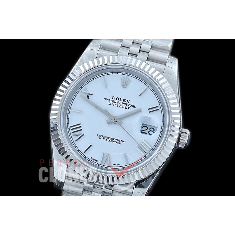 R41DJS-121J NF Datejust II 126334 904L Steel Fluted/Jubilee SS/SS White RomanSA 3235