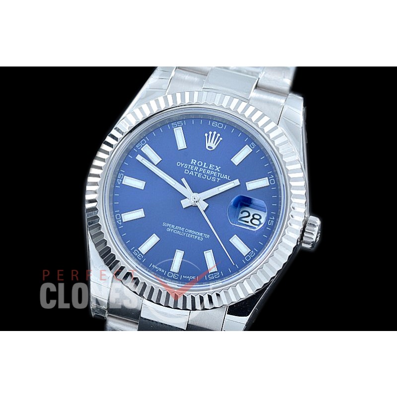 R41DJS-104 NF Datejust II 126334 904L Steel Fluted/Oyster SS/SS Blue Sticks SA 3235