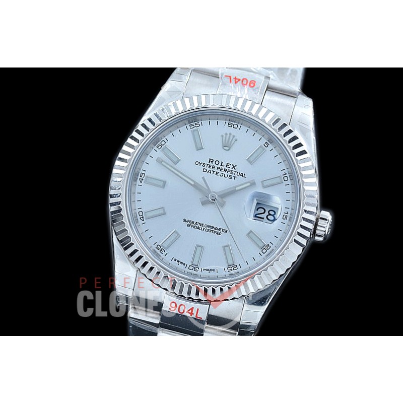 R41DJS-101 NF Datejust II 126334 904L Steel Fluted/Oyster SS/SS Silver Sticks SA 3235