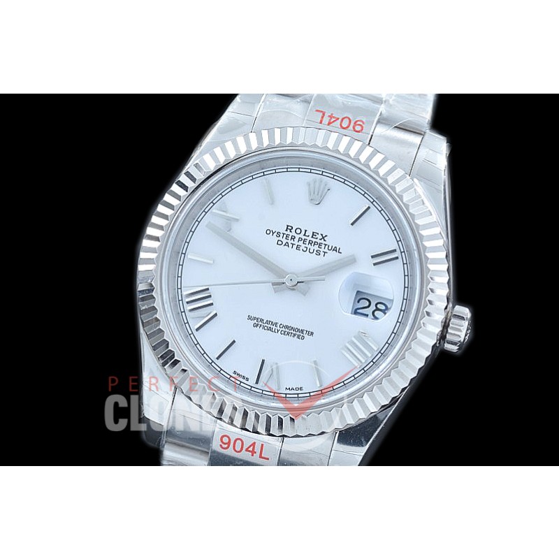R41DJS-121 NF Datejust II 126334 904L Steel Fluted/Oyster SS/SS White Roman SA 3235