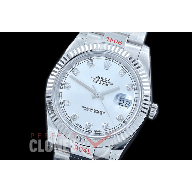 R41DJS-111 NF Datejust II 126334 904L Steel Fluted/Oyster SS/SS Silver Diam SA 3235