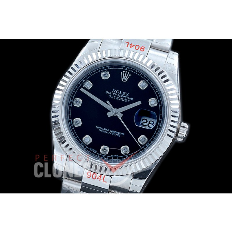 R41DJS-112 NF Datejust II 126334 904L Steel Fluted/Oyster SS/SS Black Diam SA 3235