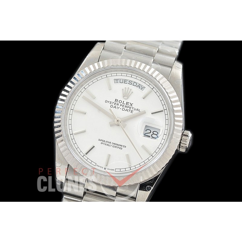 R36DDS-101 BP 128239 2019 DayDate SS/SS Fluted/President White Sticks A-2836