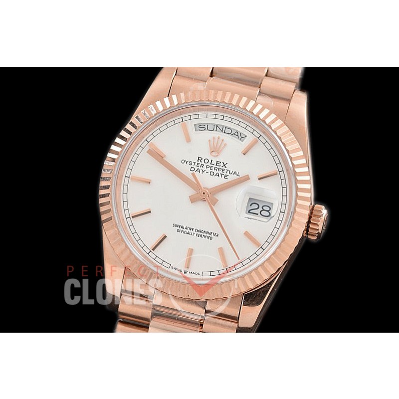 R36DDR-101 BP 128235 2019 DayDate RG/RG Fluted/President White Sticks A-2836