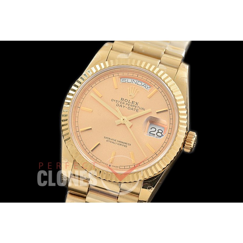 R36DDF-105 BP 128238 2019 DayDate YG/YG Fluted/President Gold Sticks A-2836