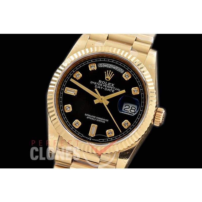 R36DDF-112 BP 128238 2019 DayDate YG/YG Fluted/President Black Diamonds A-2836