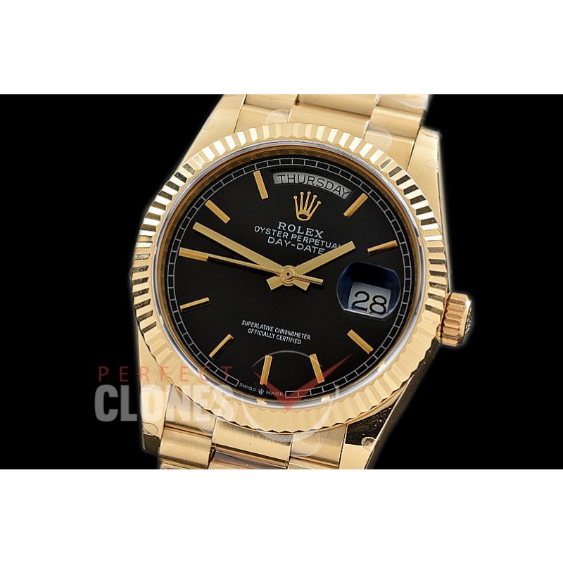 R36DDF-102 BP 128238 2019 DayDate YG/YG Fluted/President Black Sticks A-2836