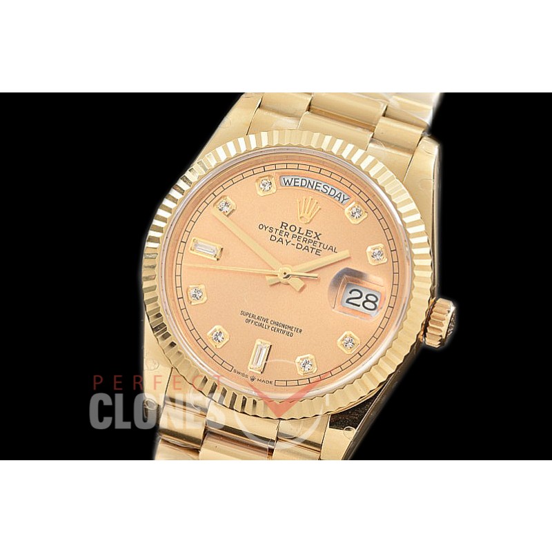 R36DDF-115 BP 128238 2019 DayDate YG/YG Fluted/President Gold Diamonds A-2836