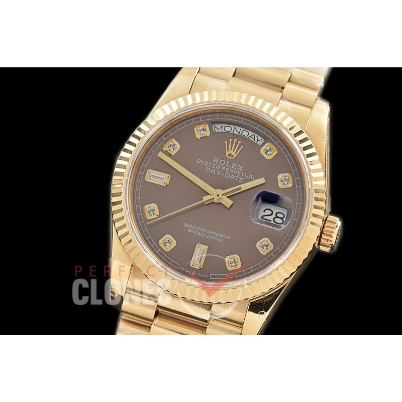 R36DDF-116 BP 128238 2019 DayDate YG/YG Fluted/President Brown Diamonds A-2836