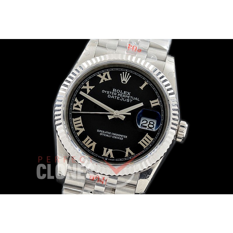 R36DJS-3235-122 GMF 126234 SS/SS Fluted/Jubilee Black Roman SH 3235 904L Steel 