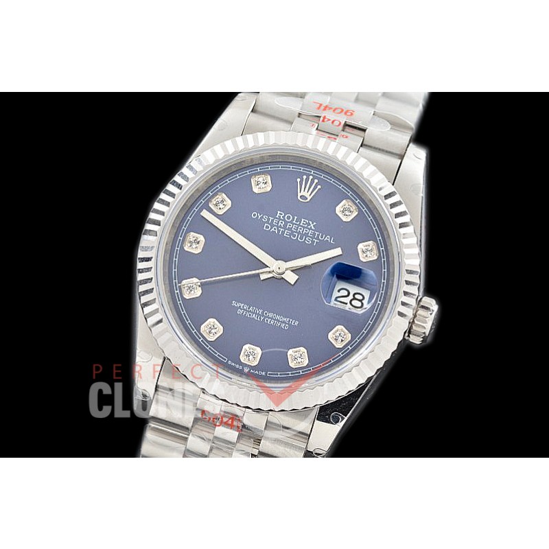 R36DJS-3235-114 GMF 126234 SS/SS Fluted/Jubilee Blue Diamonds SH 3235 904L Steel 