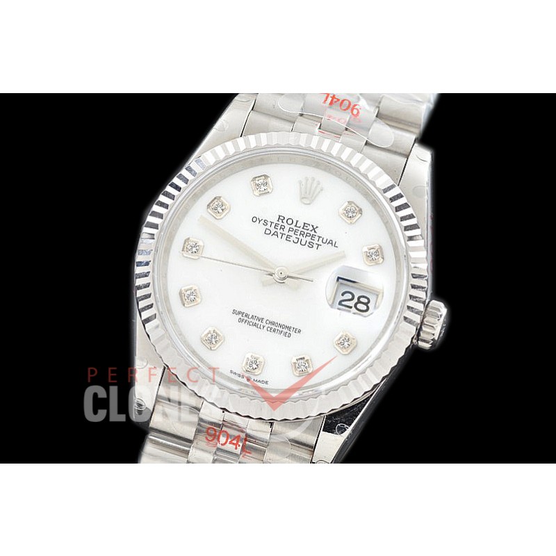 R36DJS-3235-117 GMF 126234 SS/SS Fluted/Jubilee MOP White Diamonds SH 3235 904L Steel 