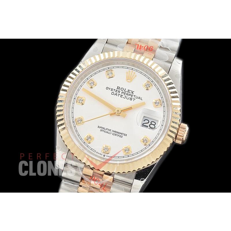 R36DJT-3235-111 GMF 126233 SS/YG Fluted/Jubilee White Diamonds SH 3235 904L Steel 
