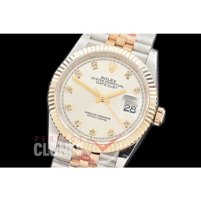 R36DJT-3235-110 GMF 126233 SS/YG Fluted/Jubilee Silver Diamonds SH 3235 904L Steel 