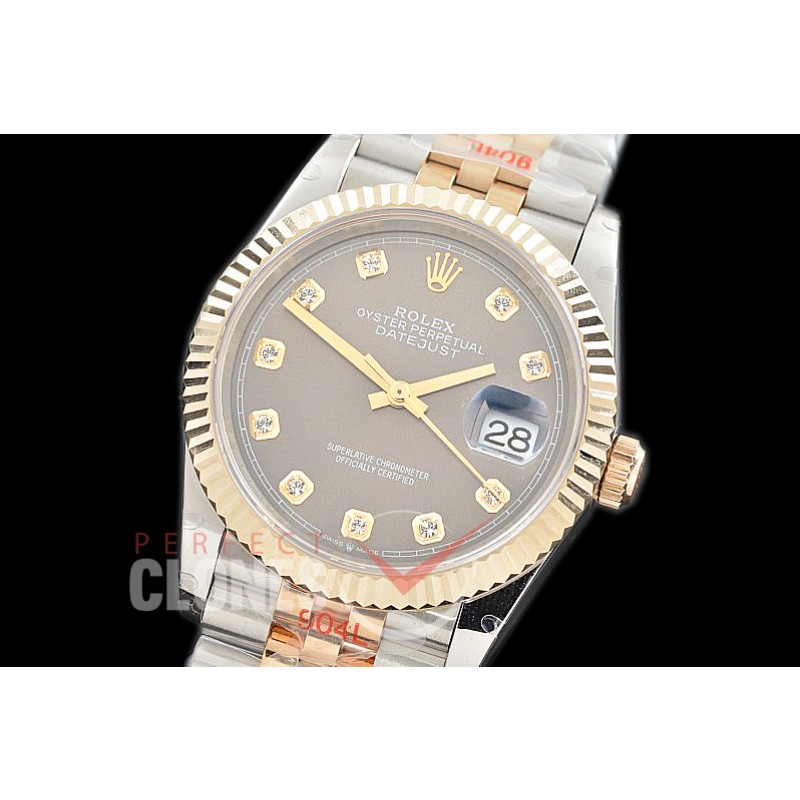 R36DJT-3235-113 GMF 126233 SS/YG Fluted/Jubilee Dark Rhodium Diamonds SH 3235 904L Steel 