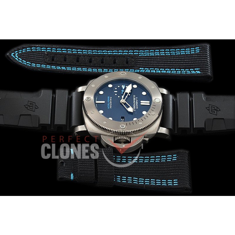 0 0 0 0 0 PN692T03 XF/VSF Pam 692 T Series BMG-TECH Luminor Submersible TI/LE Blue VS P9010 - Nylon Clad Rubber Strap Bundle !! 