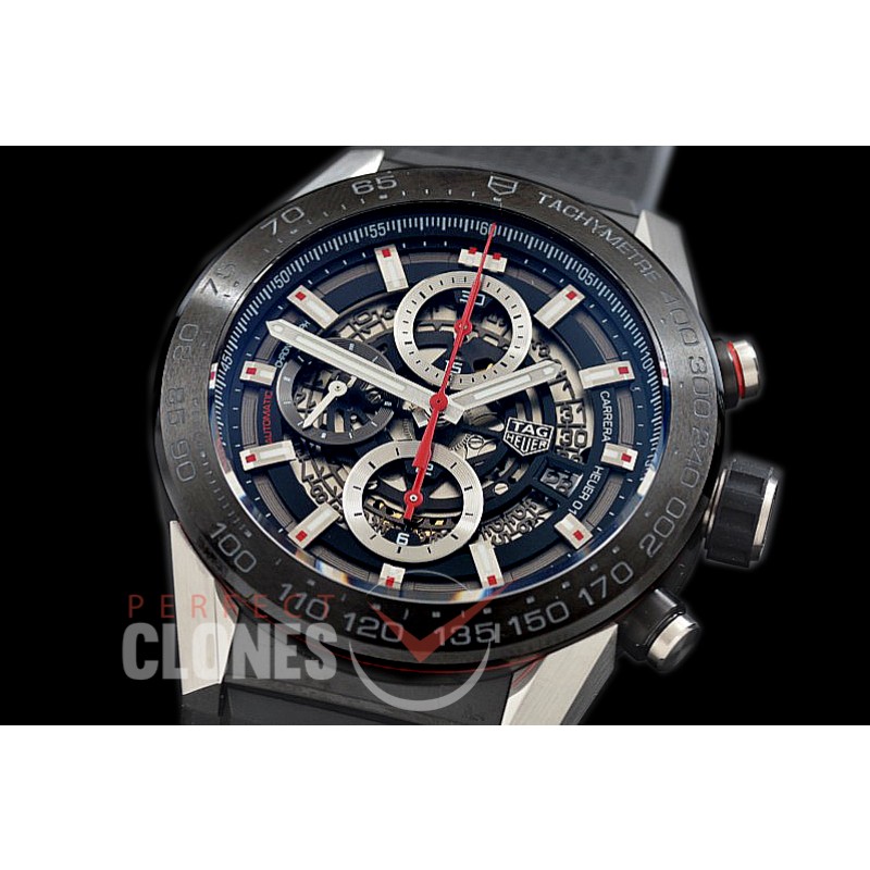 0 0 0 0 0 TGCH1-011R XF/VSF Carrera Heuer-01 Chronograph SS/PVD/RU Black-Red Skeleton A-7750