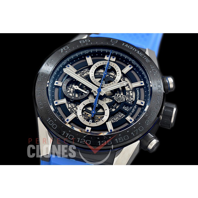 0 0 0 0 0 TGCH1-014R XF/VSF Carrera Heuer-01 Chronograph SS/PVD/RU Black-Blue Skeleton A-7750