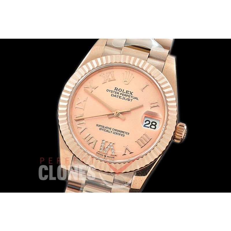 R31DJR-327 Datejust Midsize 278285 RG/RG Fluted/President Rose Gold Diam-Roman Asian Clone 2824