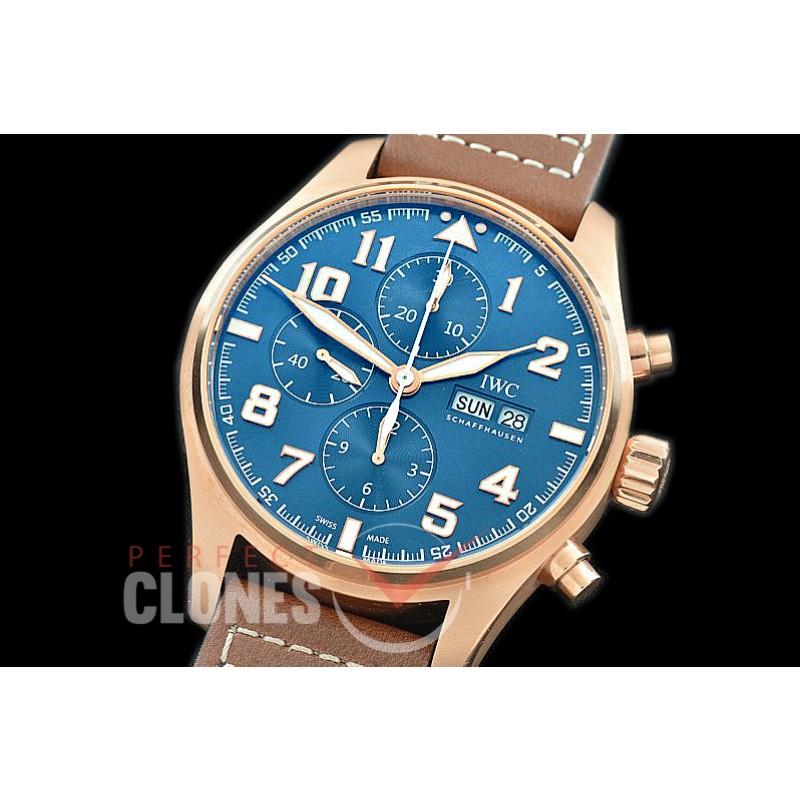 0 0 IWP00085 ZF V2 Pilot Chronograph 377721 Le Petit Prince Limited Edition RG/LE Blue A-7750