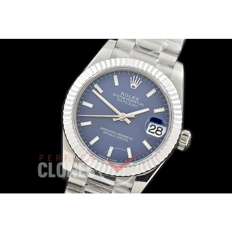 R31DJS-304 Datejust Midsize 278289 SS/SS Fluted/President Blue Sticks Asian Clone 2824