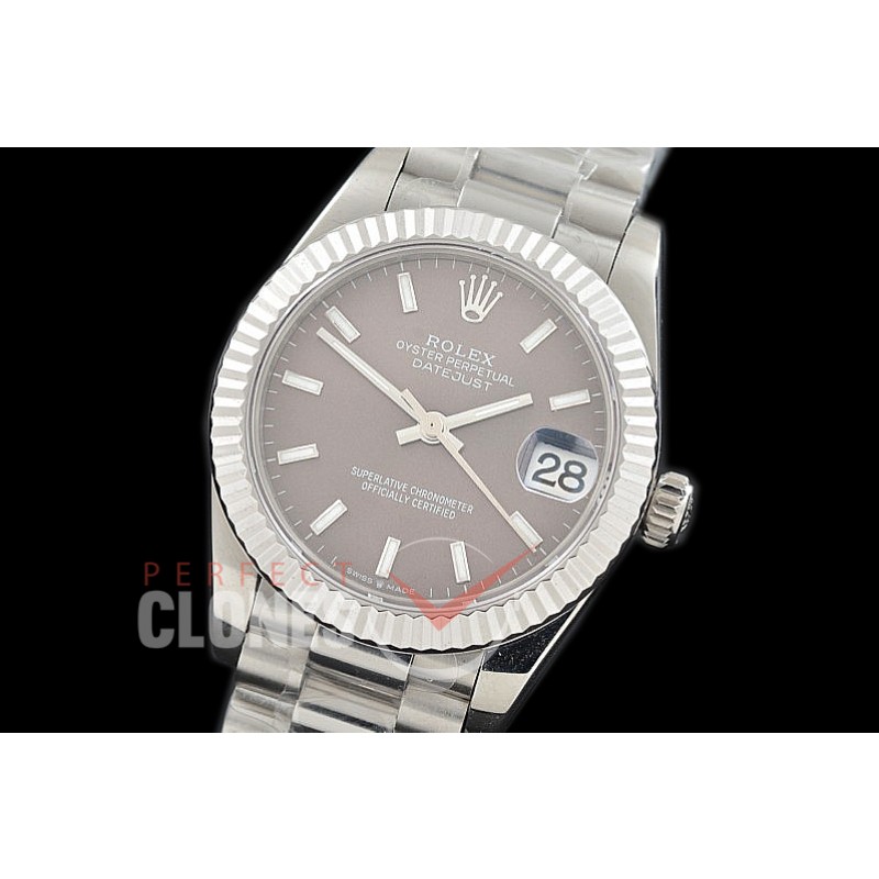 R31DJS-303 Datejust Midsize 278289 SS/SS Fluted/President Dark Rhodium Sticks Asian Clone 2824