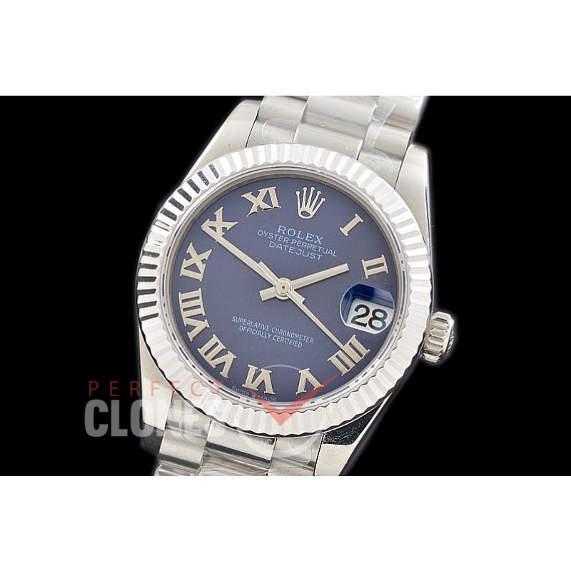 R31DJS-324 Datejust Midsize 278289 SS/SS Fluted/President Blue Roman Asian Clone 2824