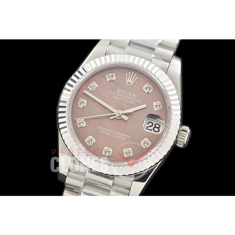 R31DJS-319 Datejust Midsize 278289 SS/SS Fluted/President MOP Brown Diamonds Asian Clone 2824