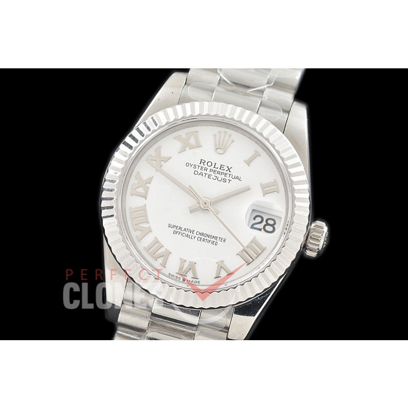 R31DJS-321 Datejust Midsize 278289 SS/SS Fluted/President White Roman Asian Clone 2824