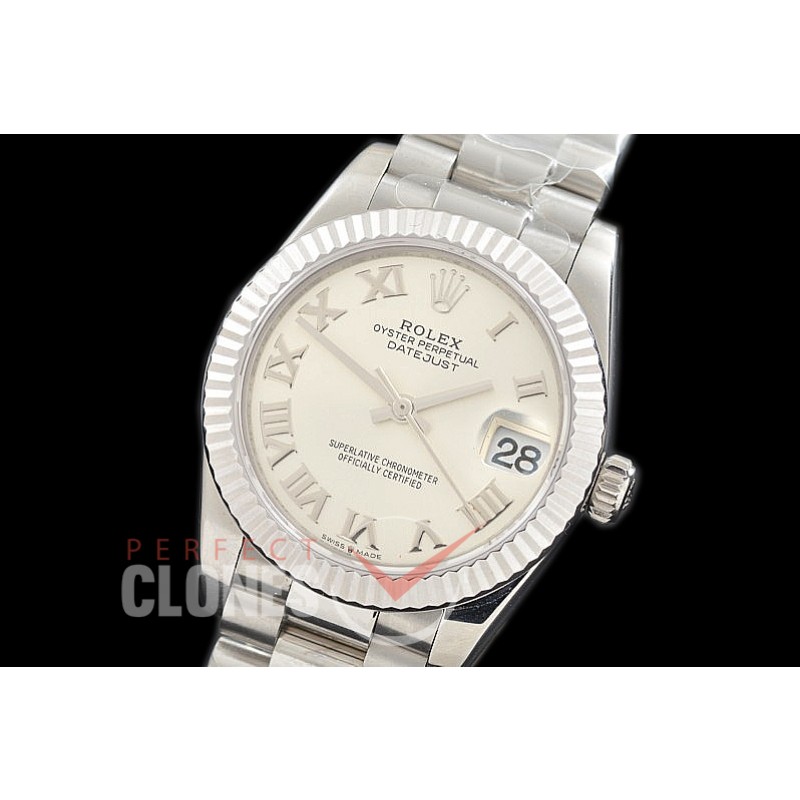 R31DJS-320 Datejust Midsize 278289 SS/SS Fluted/President Silver Roman Asian Clone 2824