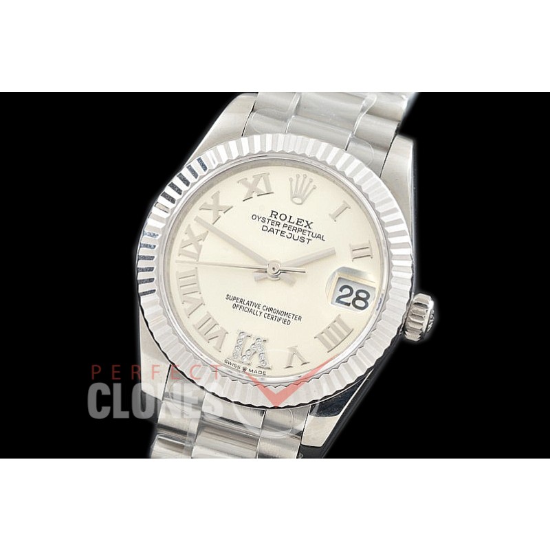 R31DJS-326 Datejust Midsize 278289 SS/SS Fluted/President Silver Diam-Roman Asian Clone 2824