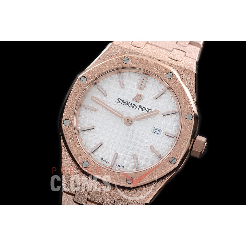 AP67653-171 Royal Oak Frosted 33mm Quartz RG/RG White Jap Quartz