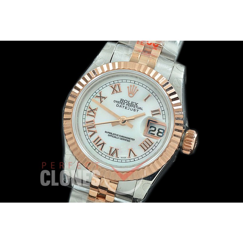 R26DJTR-917 GMF 179171 SS/RG Fluted/Jubilee MOP White Roman Swiss 2671 904L Steel 