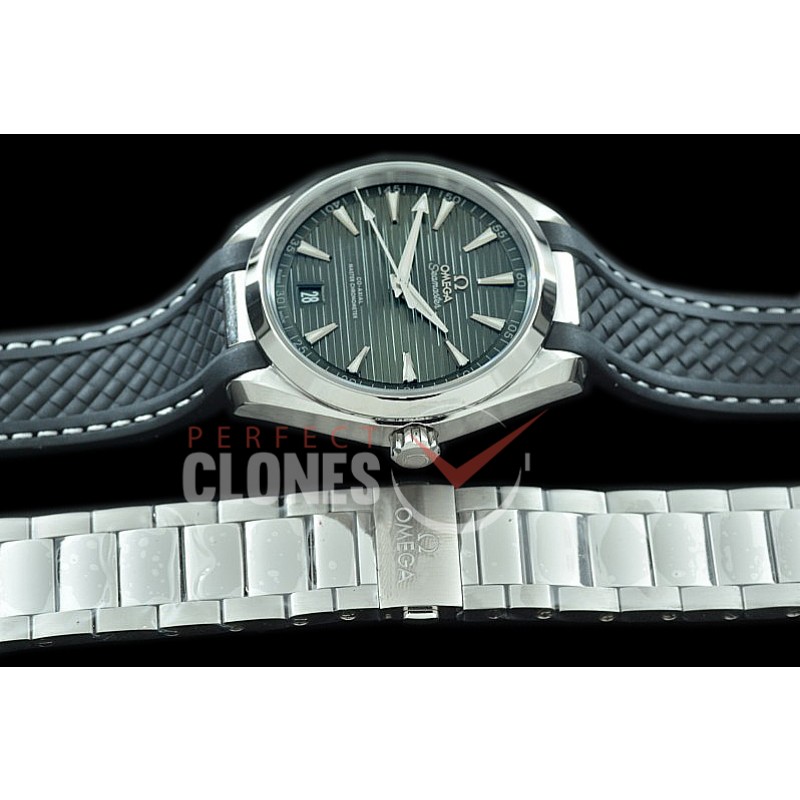 OMAT41-009R XF/VSF Aqua Terra Date Automtaic SS/RU Grey VS Cal 8900 Superclone - Bracelet Bundle 