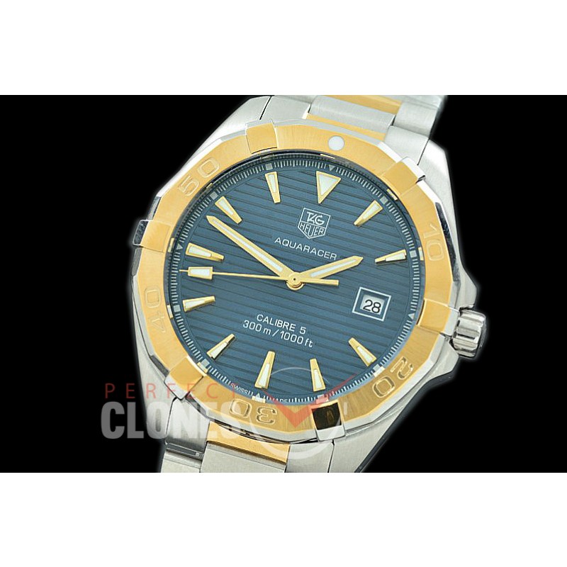 TGAQ00303 Aquaracer Calibre 5 SS/YG/SS Blue J-Qtz