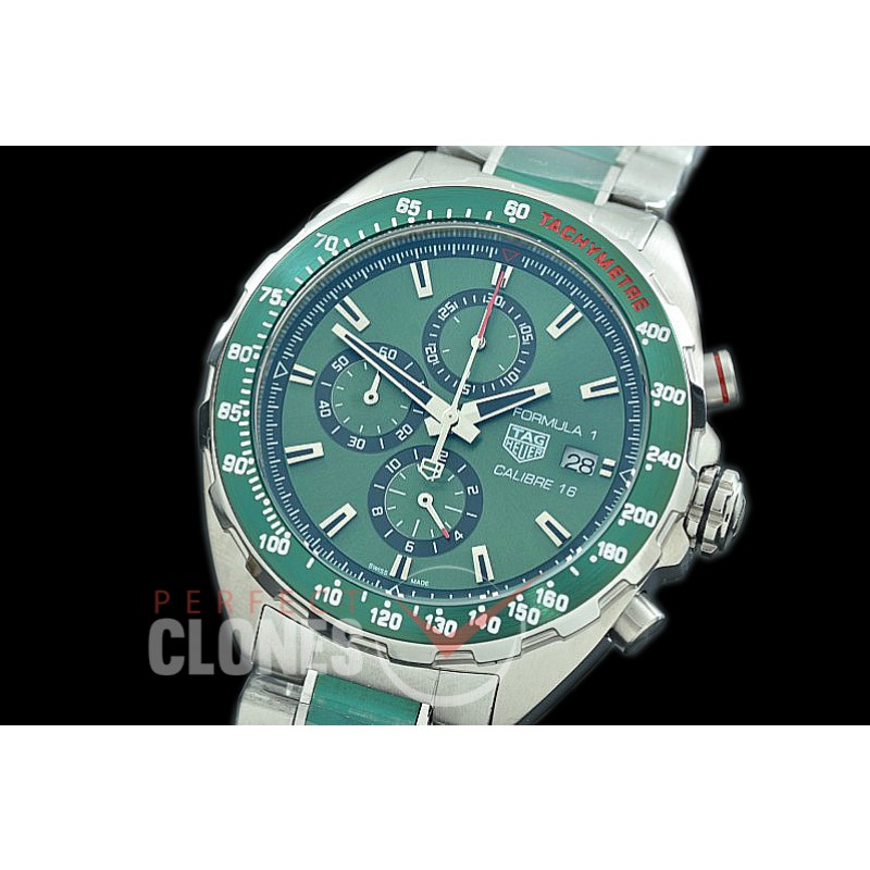 0 0 0 0 TGF1-00302C Formula 1 Chronograph SS/SS Green OS 10 Qtz
