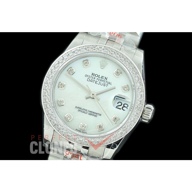 R31DJS-117D GMF 904 Steel Datejust Midsize 278384 SS/SS Diam/Jubileet MOP White Diamonds Asian Clone 2824