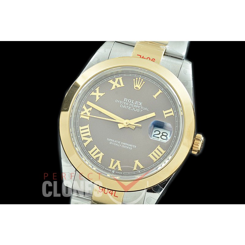 0 0 R41DJT-373 GMF 904L Steel 126333 Smooth/Oyster SS/YG Dark Rhodium Roman Asian 2824 